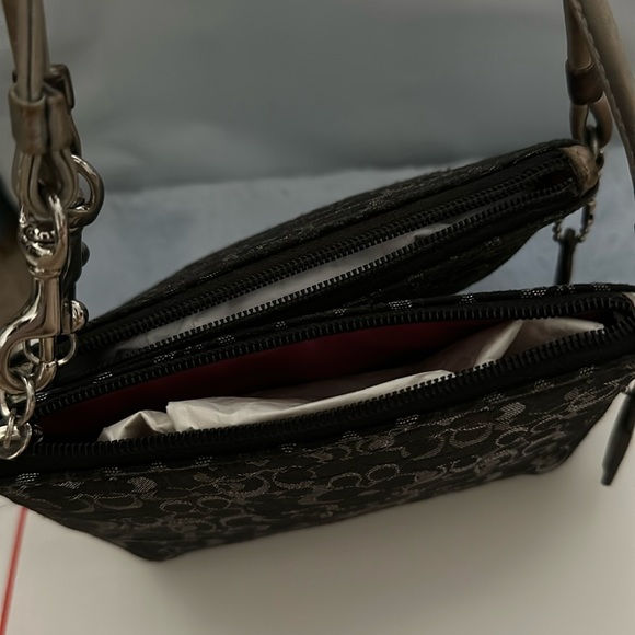 Coach Signature Black Silver Metallic Wristlet *2 for 1* - Picture 7 of 7